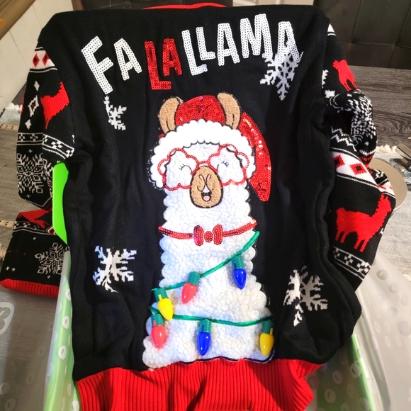 Giggling Getup Ugly Christmas Sweater Fa-la-lama Light Up Sz Med New - Picture 1 of 4